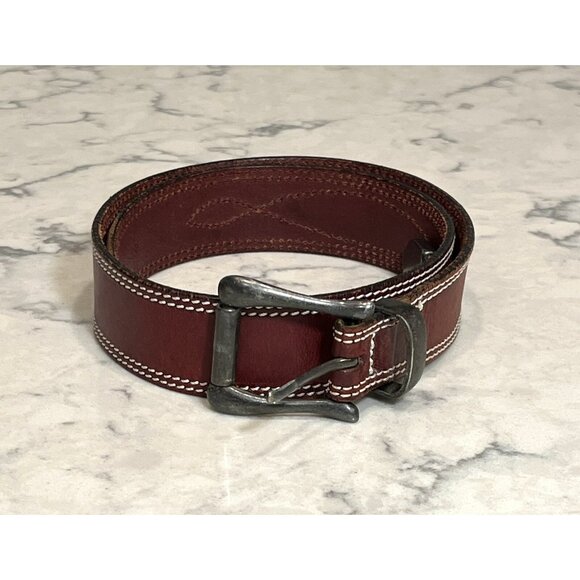 Leonardo Red Italian Leather Belt Western 75/90, 1” Wide - Picture 1 of 9